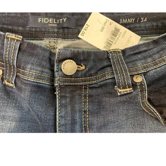 Fidelity Denim Jimmy Slim Straight Leg Jeans 34x31 Empirical Blue NWT USA Made - Picture 5 of 8